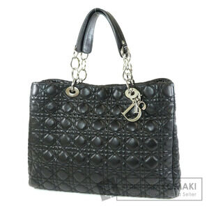 Christian Dior Black Cannage Quilted Lambskin Soft Shopping Tote Bag